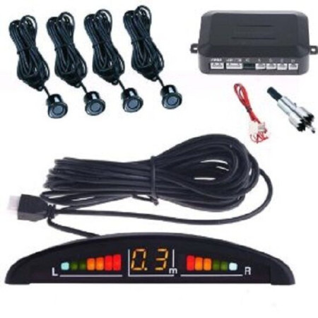 KIT 4 SENSORI DI PARCHEGGIO CON DISPLAY LED NERI