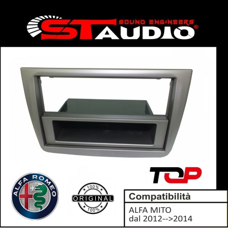 MASCHERINA AUTORADIO 1 DIN CON CASSETTO RIMOVIBILE ALFA ROMEO MITO 2012 AL 2014