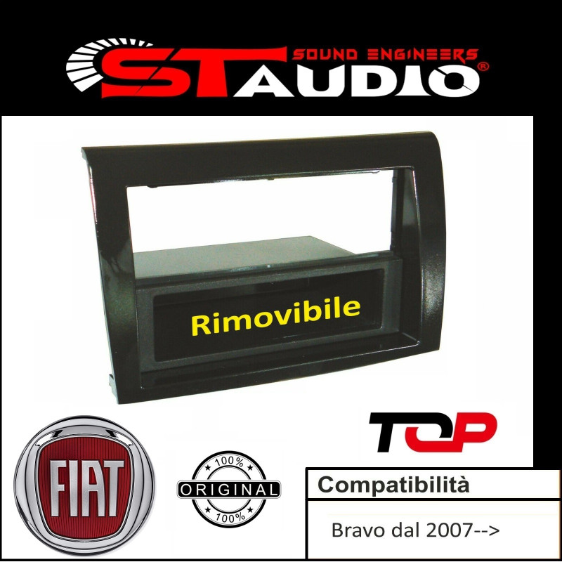 MASCHERINA AUTORADIO 1 DIN FIAT BRAVO 2007 IN POI ADATTATORE SINGOLO DIN