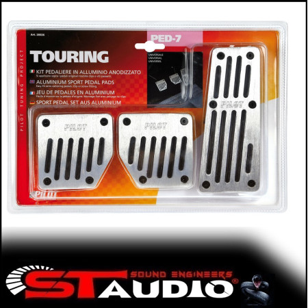 Touring set 3 pedali in alluminio anodizzato nero pedaliere interno auto lampa