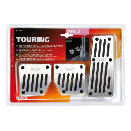 Touring set 3 pedali in alluminio anodizzato nero pedaliere interno auto lampa