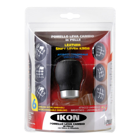 POMELLO LEVA CAMBIO IN PELLE E ALLUM. 7 EMBLEMI INTERCAMB. IKON SPORT