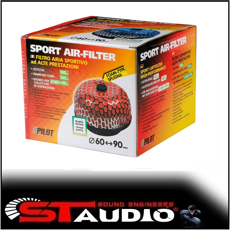 Filtro Aria Sportivo LAMPA Pilot AF-4 Colore Rosso Altezza mm 100 - Base Ø mm 145